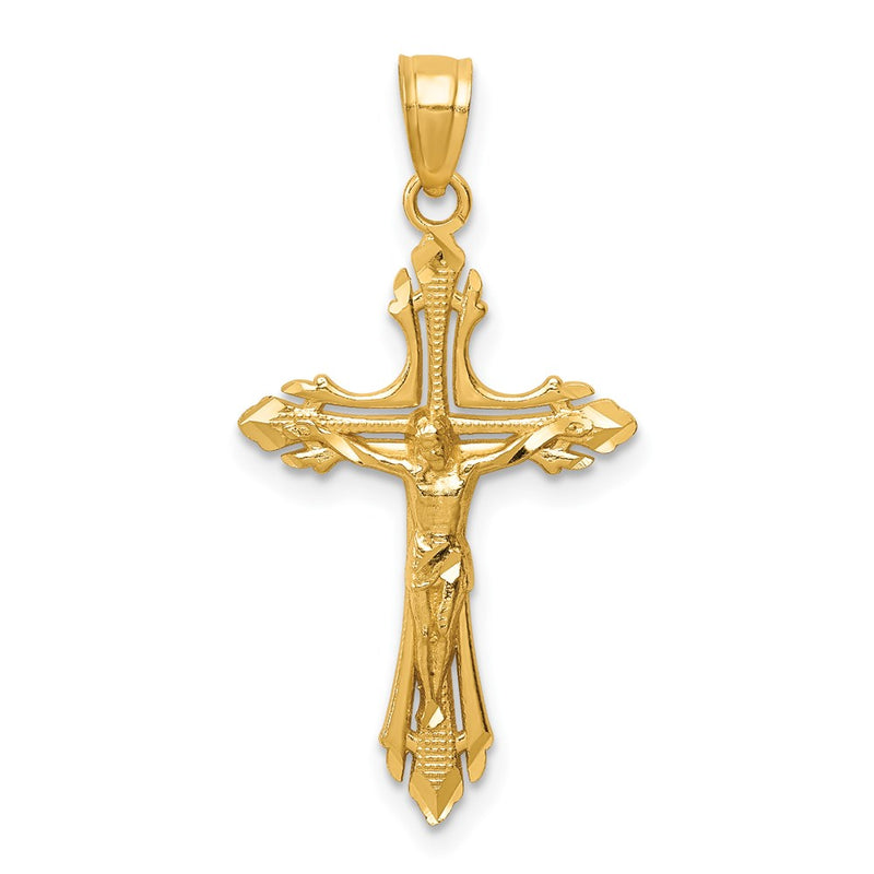 14K Yellow Gold Diamond-Cut Crucifix Pendant