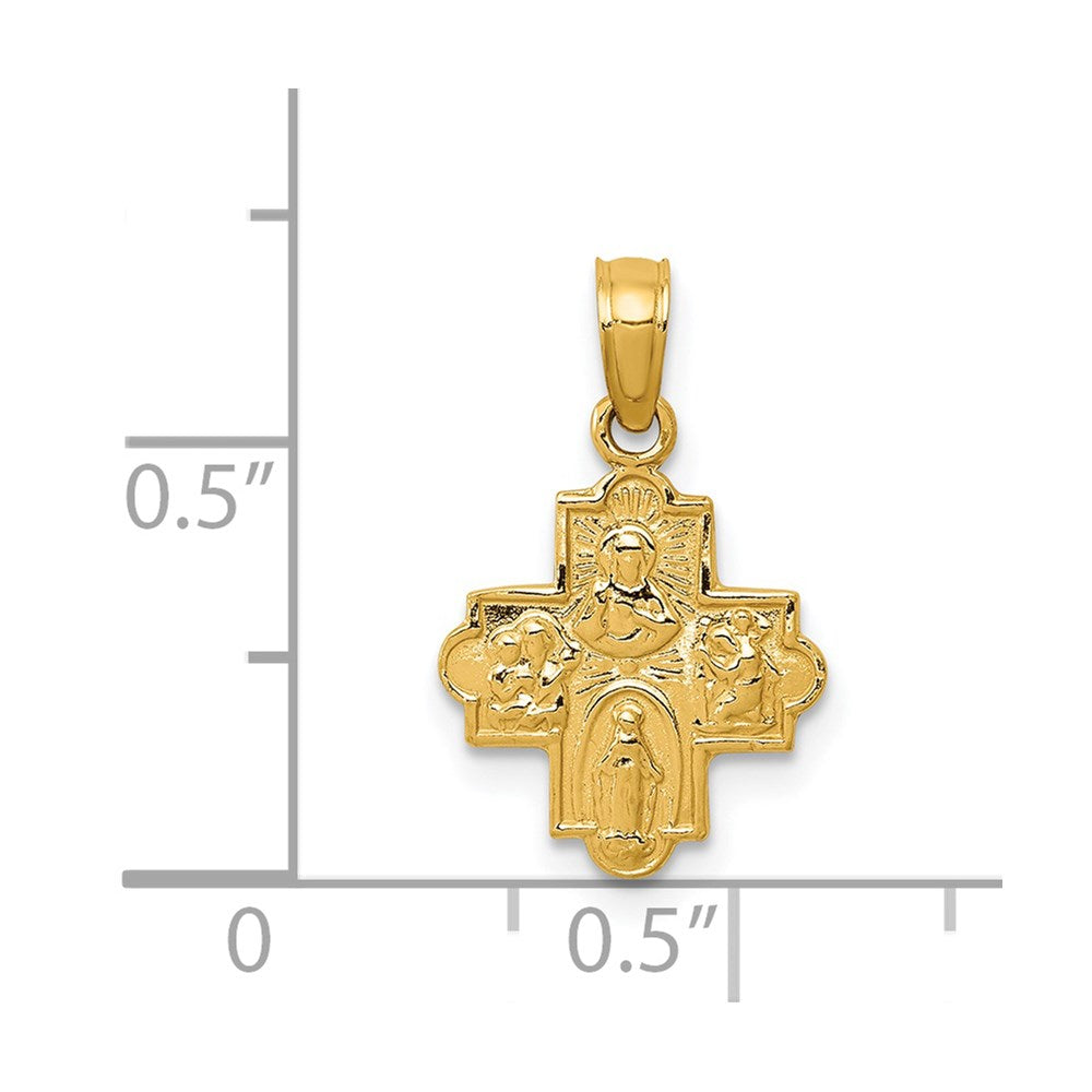 14K Yellow Gold Miniature Four Way Medal Pendant