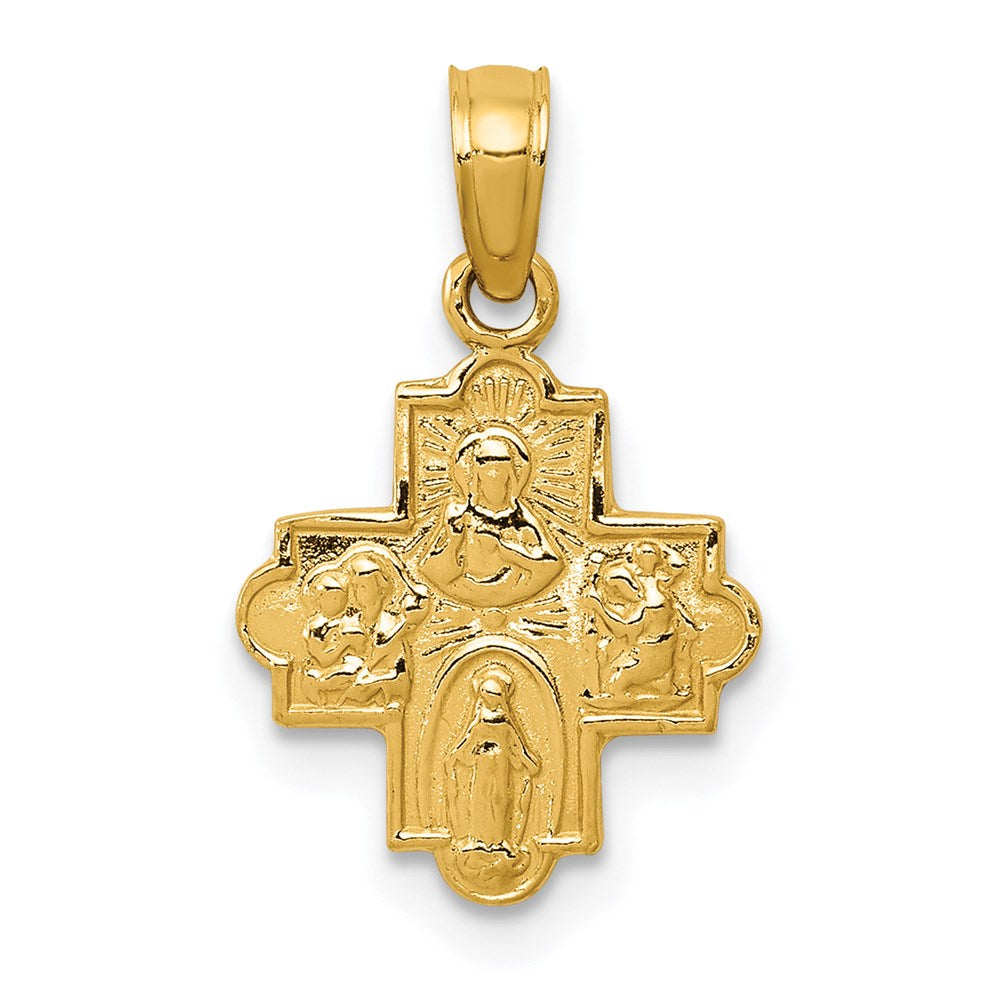 14K Yellow Gold Miniature Four Way Medal Pendant