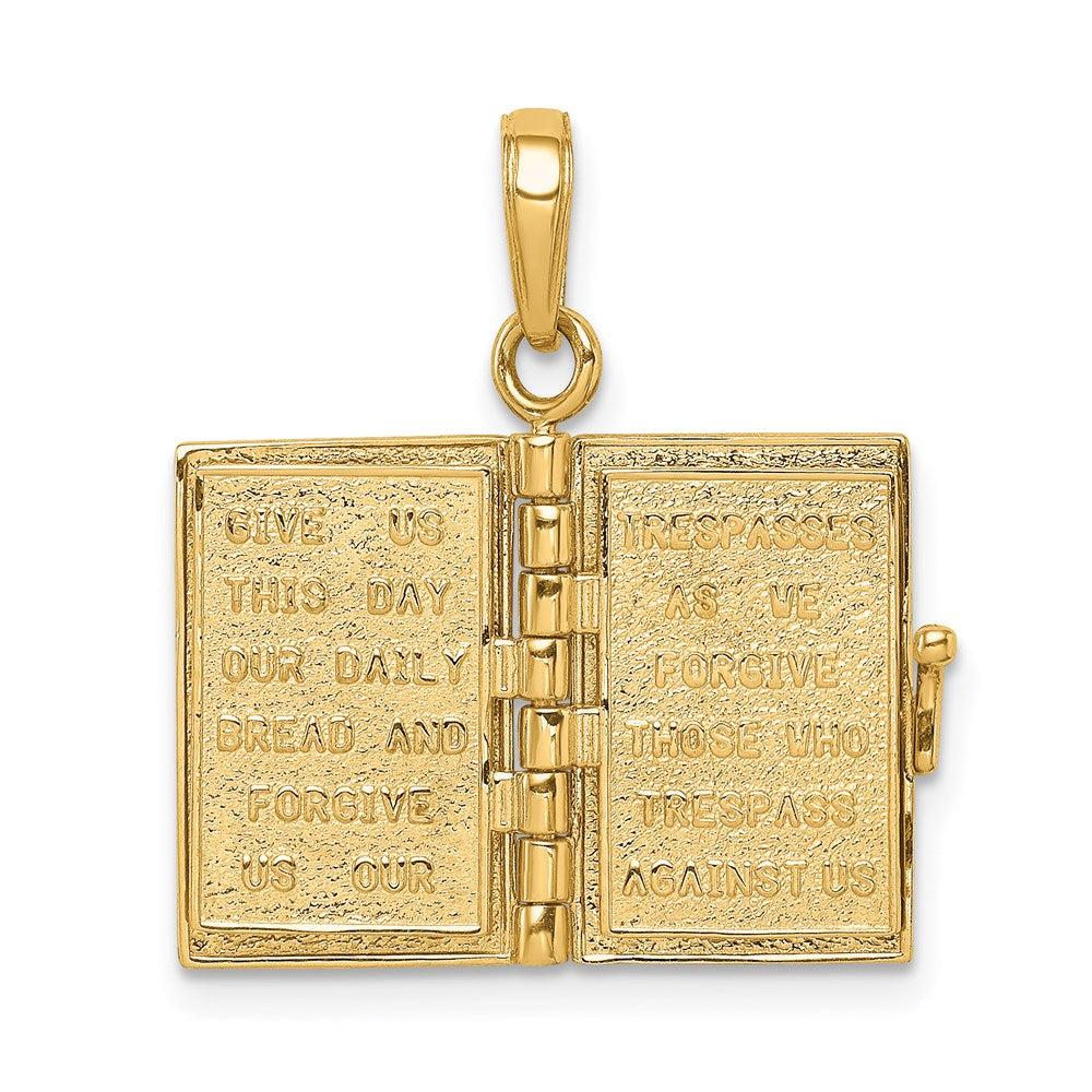 14K Yellow Gold 3D Lord'S Prayer Bible Pendant