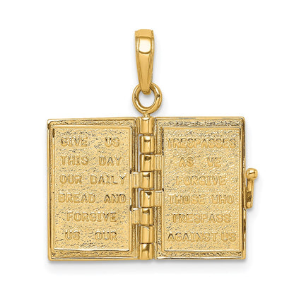 14K Yellow Gold 3D Lord'S Prayer Bible Pendant