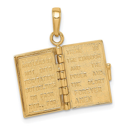 14K Yellow Gold 3D Lord'S Prayer Bible Pendant