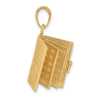 14K Yellow Gold 3D Lord'S Prayer Bible Pendant