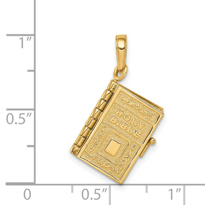 14K Yellow Gold 3D Lord'S Prayer Bible Pendant