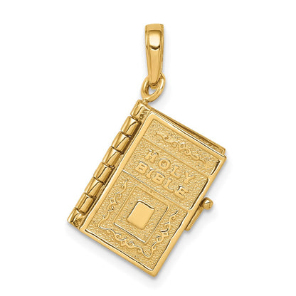 14K Yellow Gold 3D Lord'S Prayer Bible Pendant