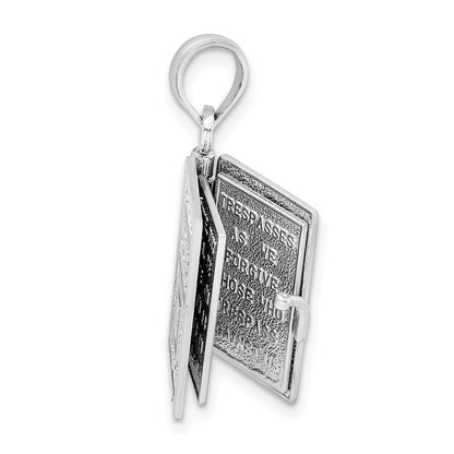 14K White Gold 3-D Holy Bible W/ Lord'S Prayer Moveable Charm