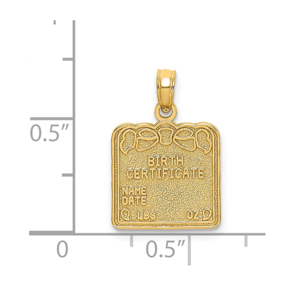14K Yellow Gold Birth Certificate Charm