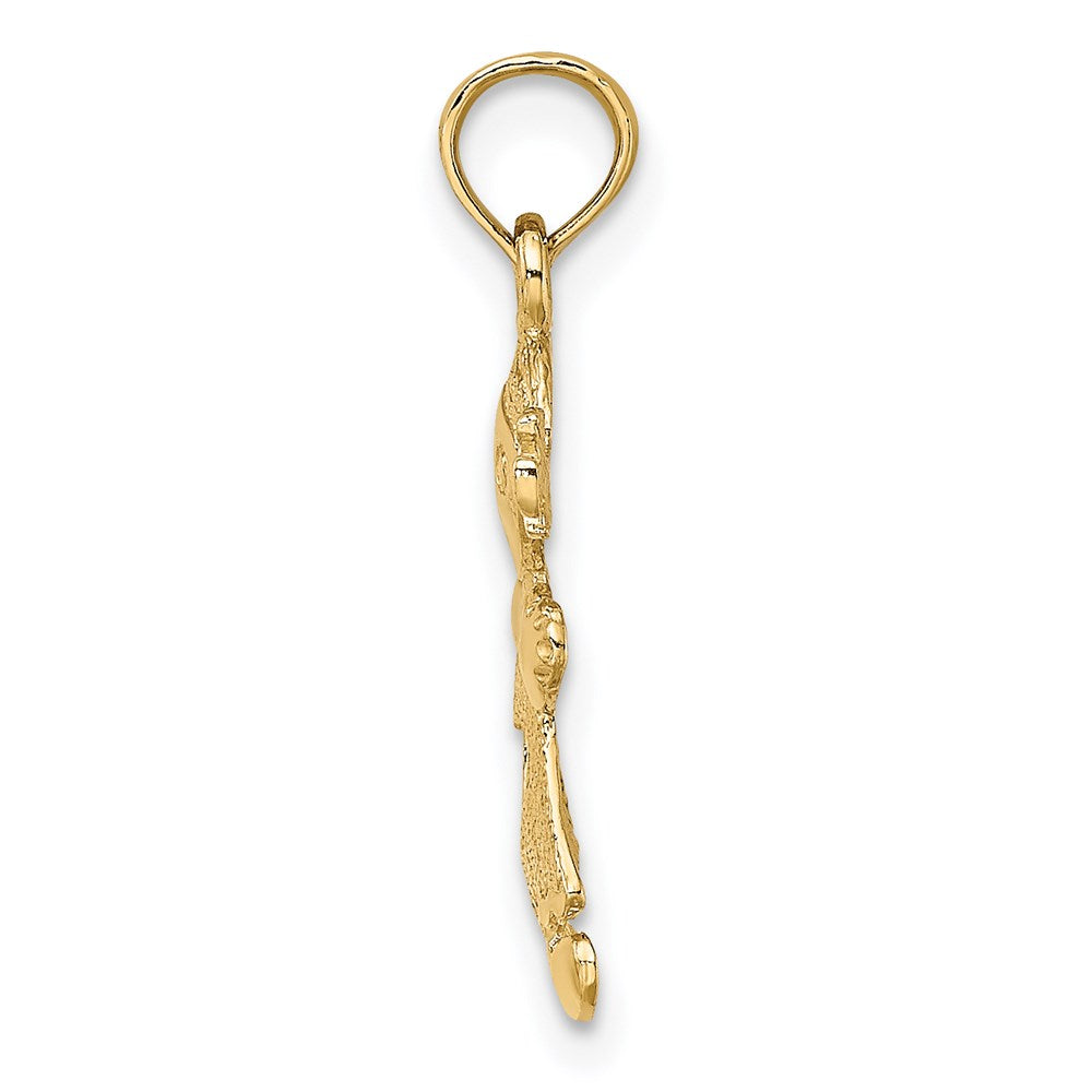14K Yellow Gold Playful Girl W/Cut Out Heart Charm