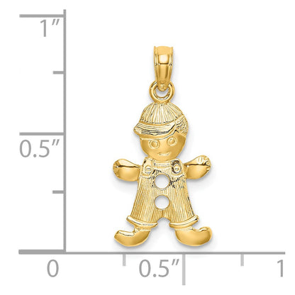 14K Yellow Gold Playful Boy W/Cut Out Buttons Charm