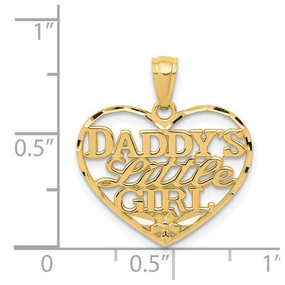 14K Yellow Gold Diamond-Cut Daddys Little Girl Heart Pendant