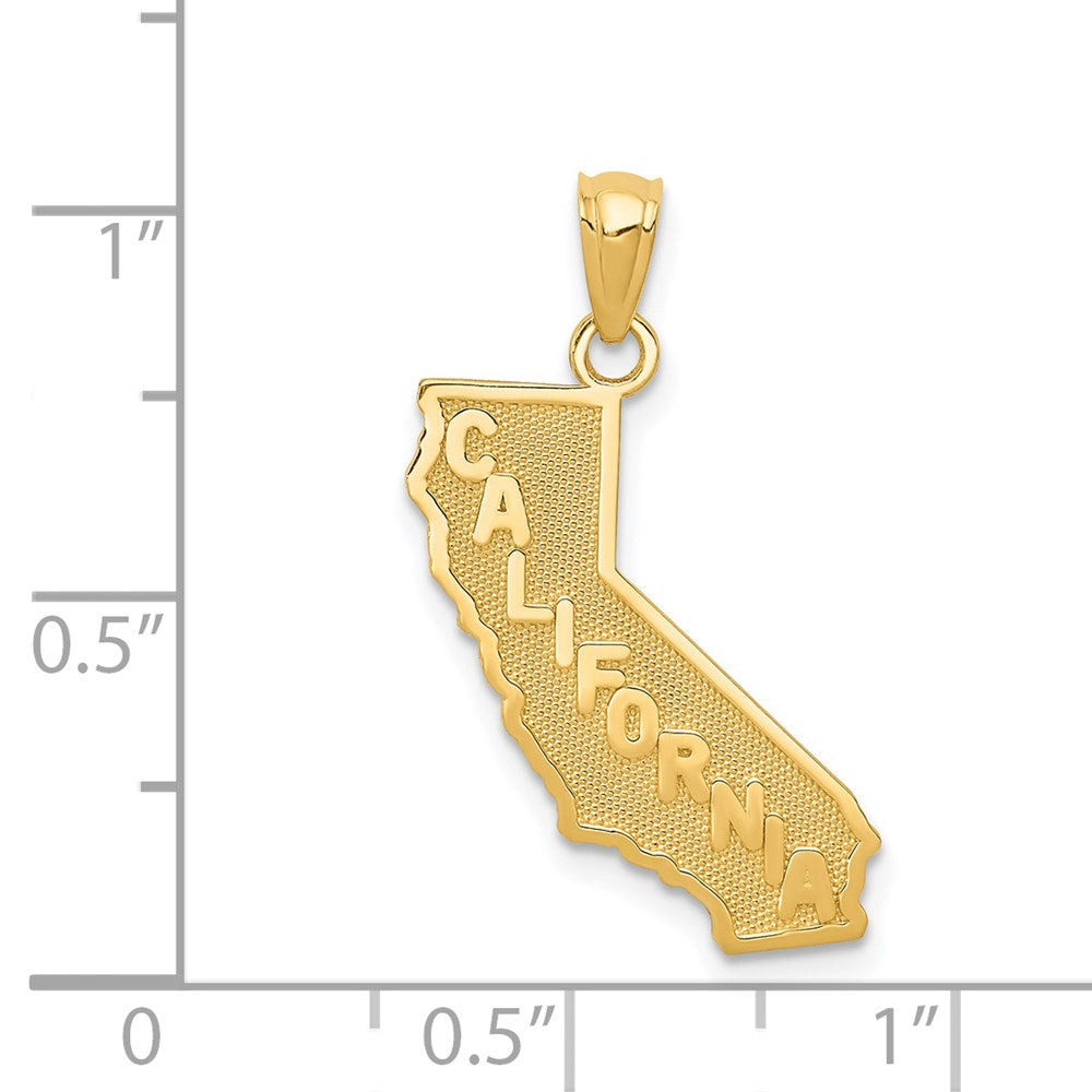 14K Yellow Gold California State Map Pendant
