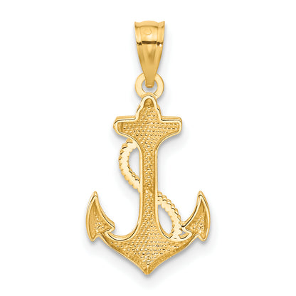 14K Yellow Gold Polished Anchor Pendant