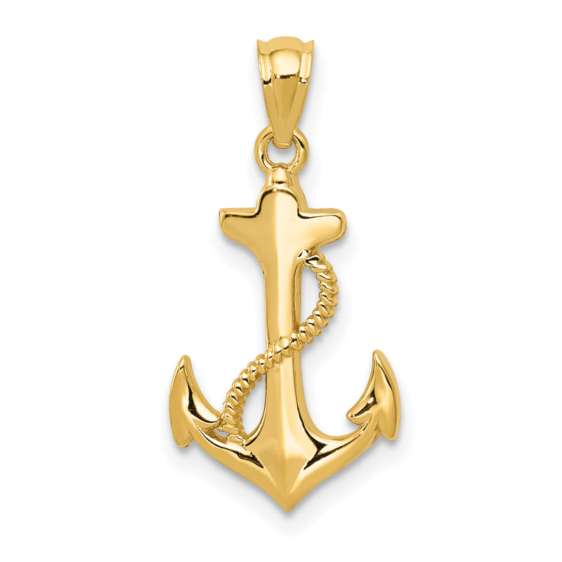 14K Yellow Gold Polished Anchor Pendant