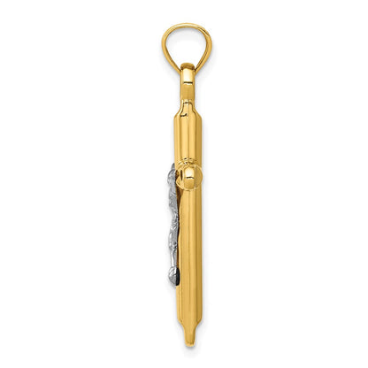 14K Two-Tone Hollow Crucifix Pendant