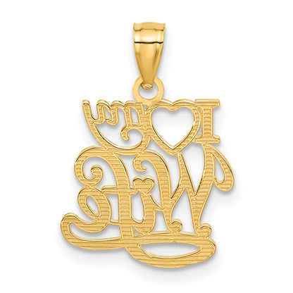 14K Yellow Gold I Love My Wife Pendant