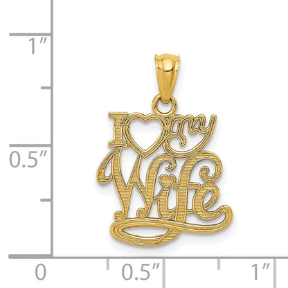 14K Yellow Gold I Love My Wife Pendant