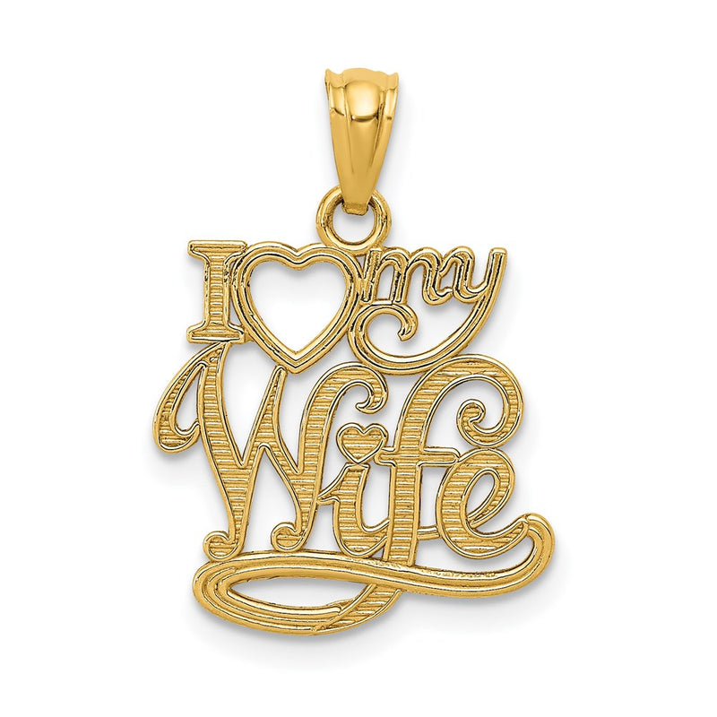14K Yellow Gold I Love My Wife Pendant