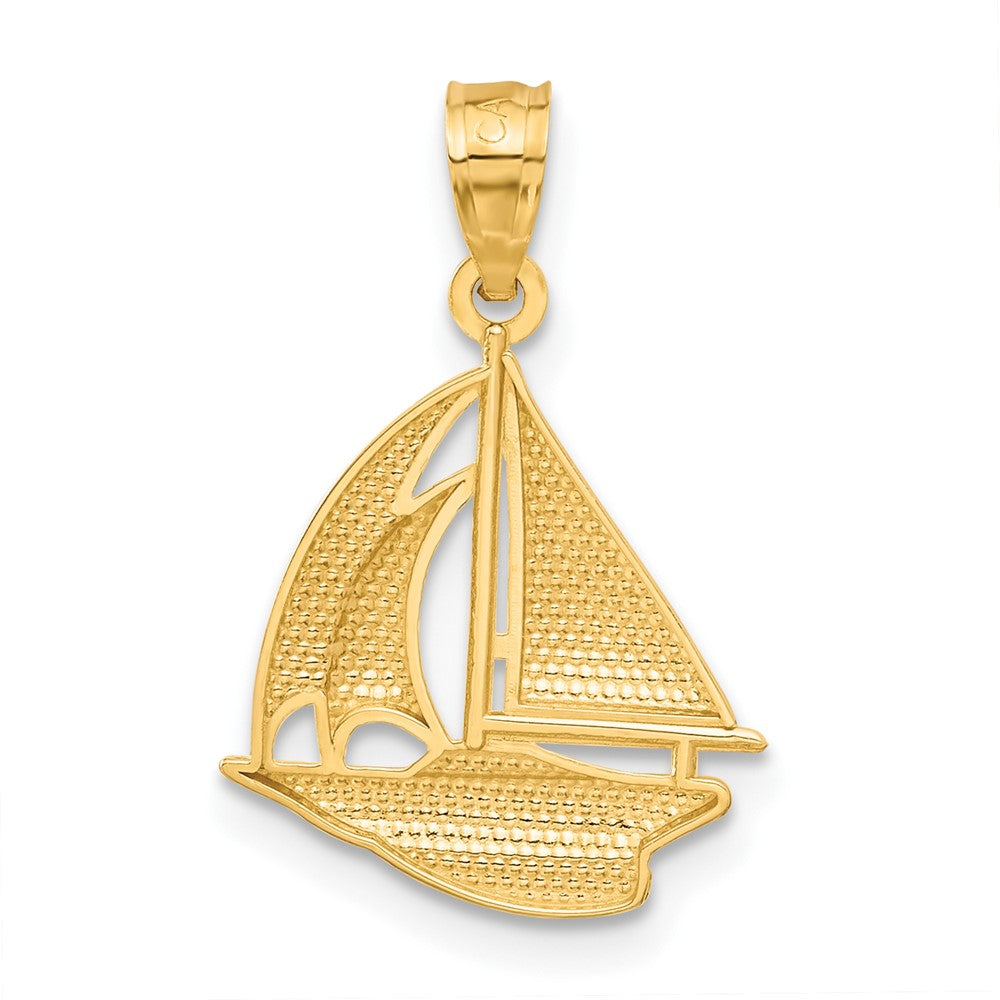 14K Yellow Gold Sailboat Pendant