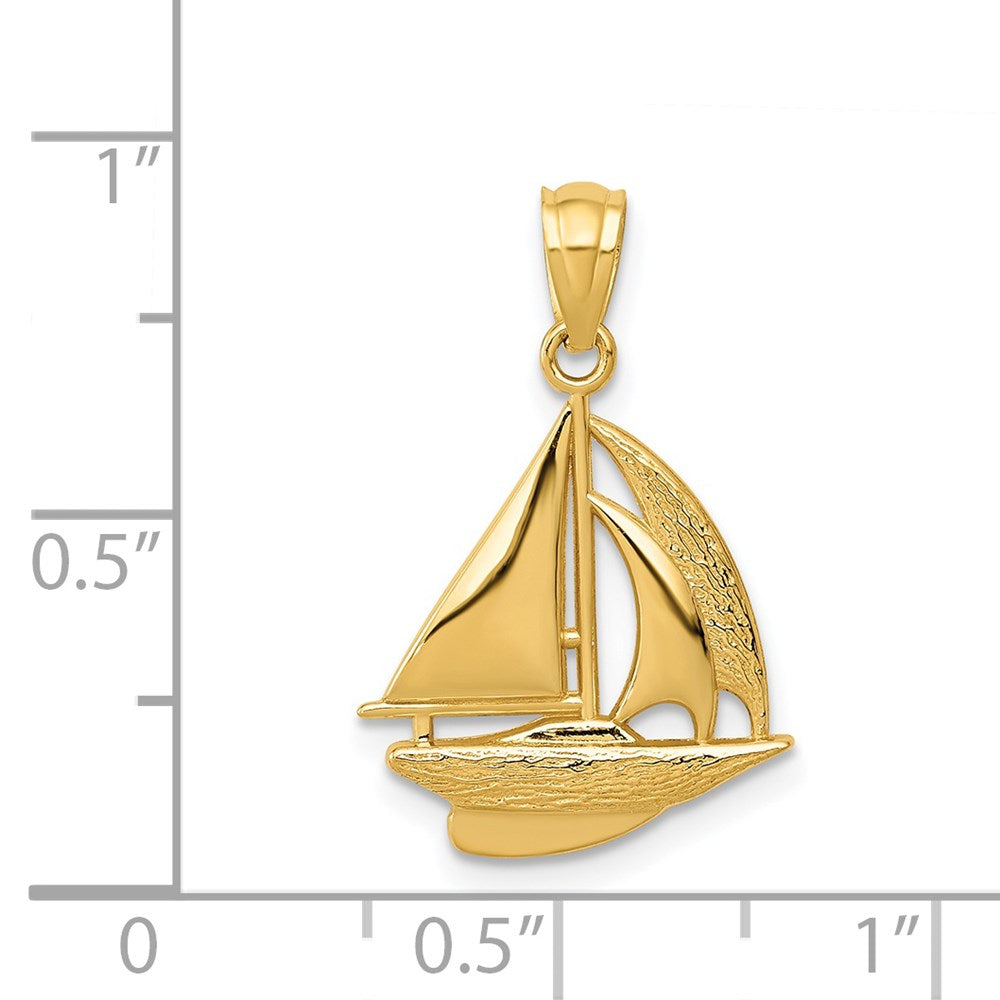 14K Yellow Gold Sailboat Pendant