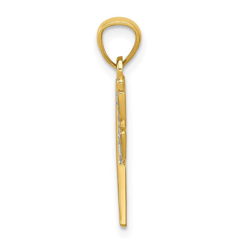 14K Yellow & Rhodium W/Rhodium Dragonfly Pendant