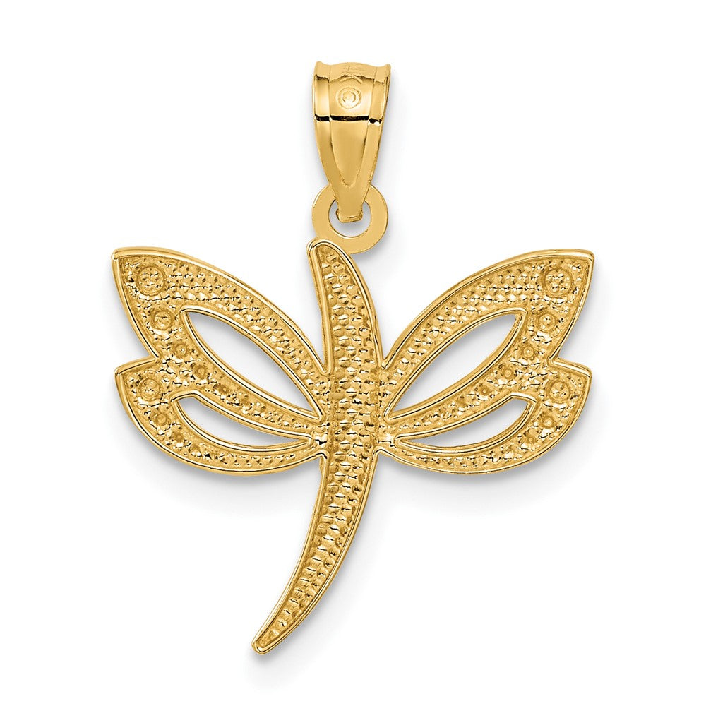 14K Yellow & Rhodium W/Rhodium Dragonfly Pendant