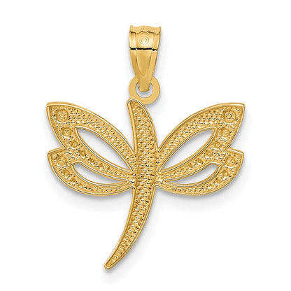 14K Yellow & Rhodium W/Rhodium Dragonfly Pendant