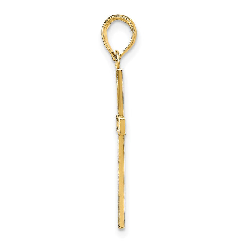 14K Yellow Gold Reversible Faith Hope Love Cross Pendant