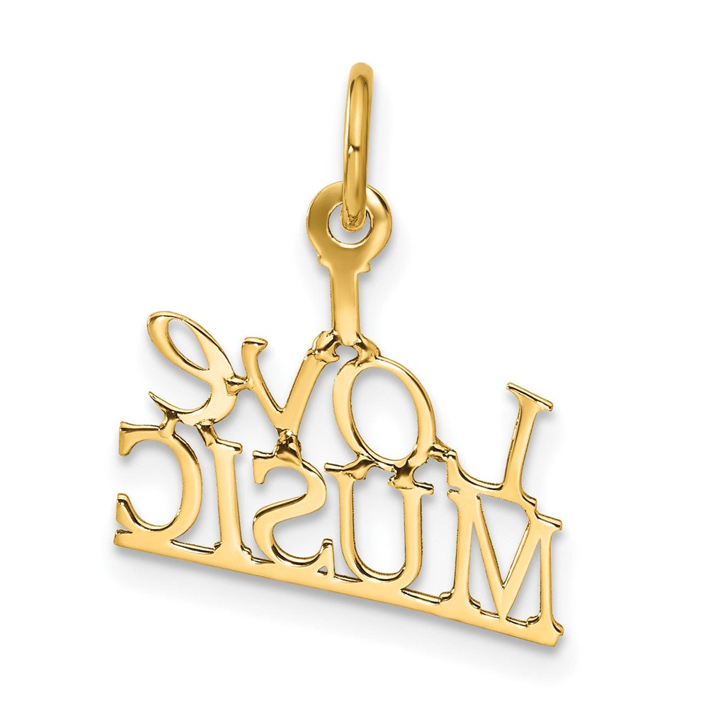 14K Yellow Gold I Love Music Charm