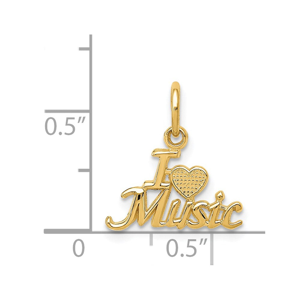 14K Yellow Gold I Heart Music Charm