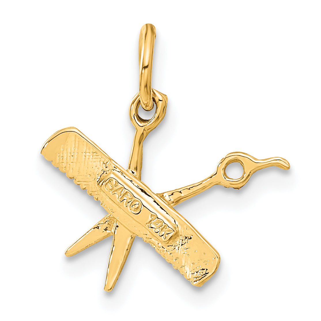 14K Yellow Gold Comb And Scissors Charm
