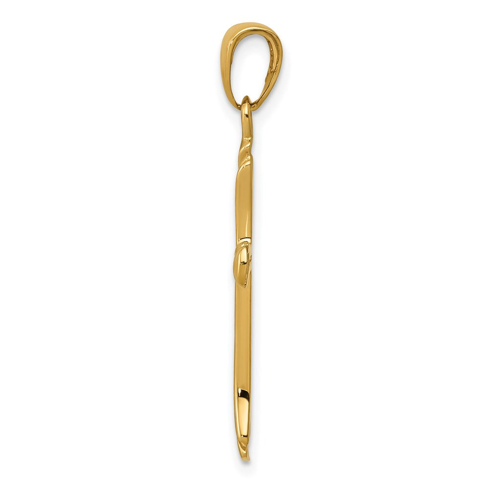 14K Yellow Gold Cross With Triangle Tips Pendant