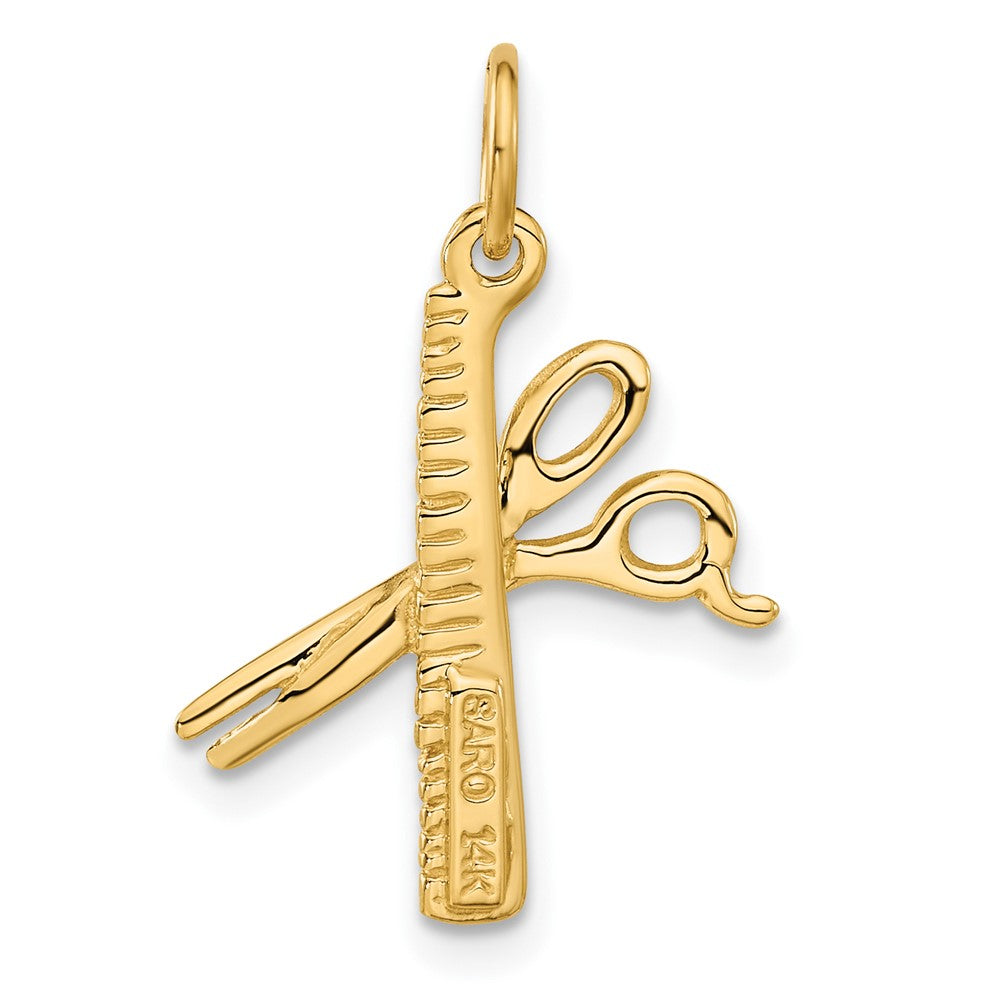 14K Yellow Gold Comb And Scissors Charm