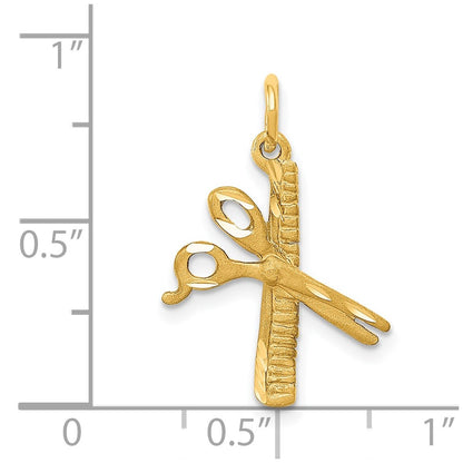 14K Yellow Gold Comb And Scissors Charm