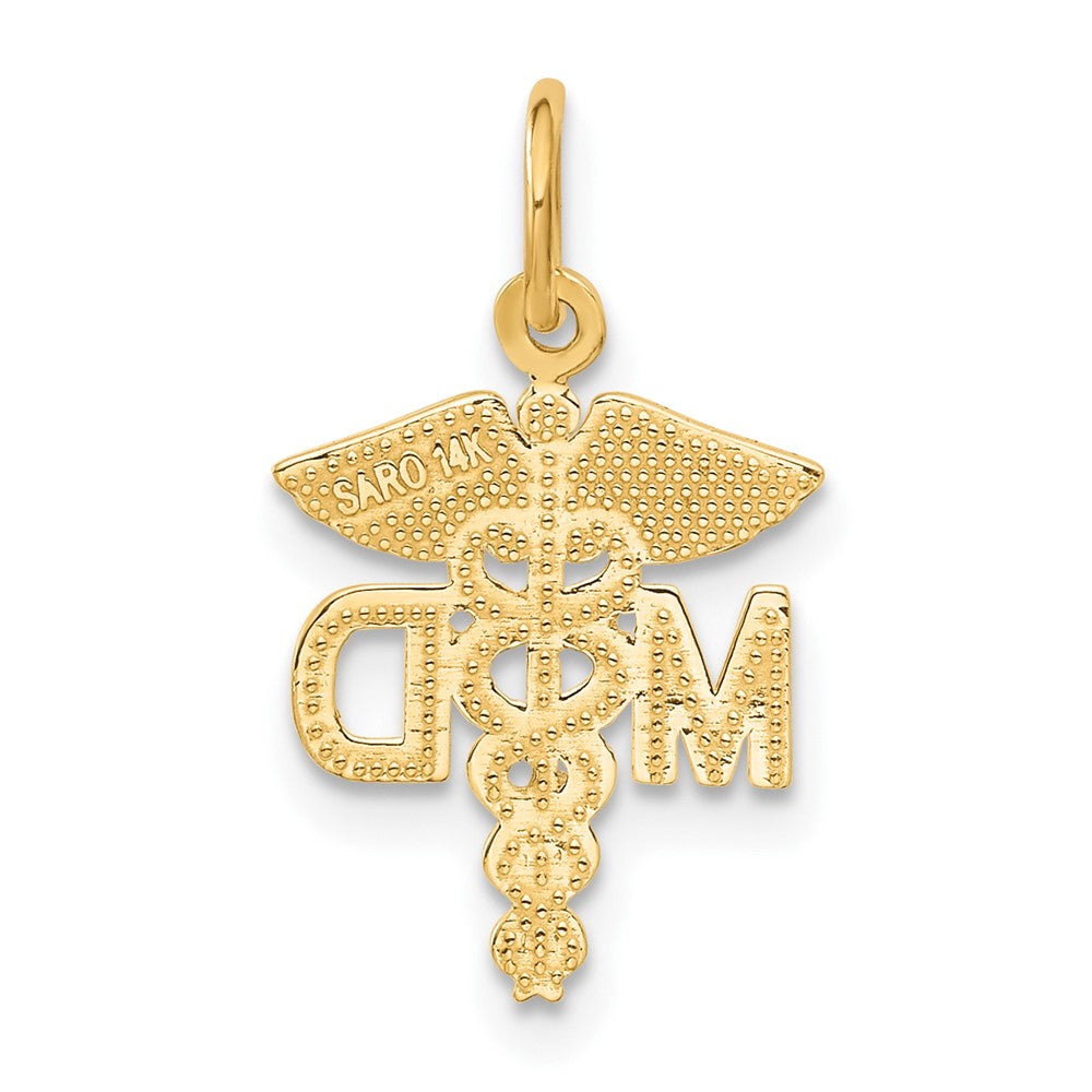14K Yellow Gold M.D. Caduceus Charm