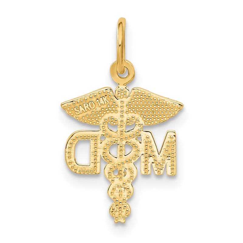 14K Yellow Gold M.D. Caduceus Charm