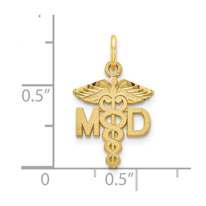 14K Yellow Gold M.D. Caduceus Charm