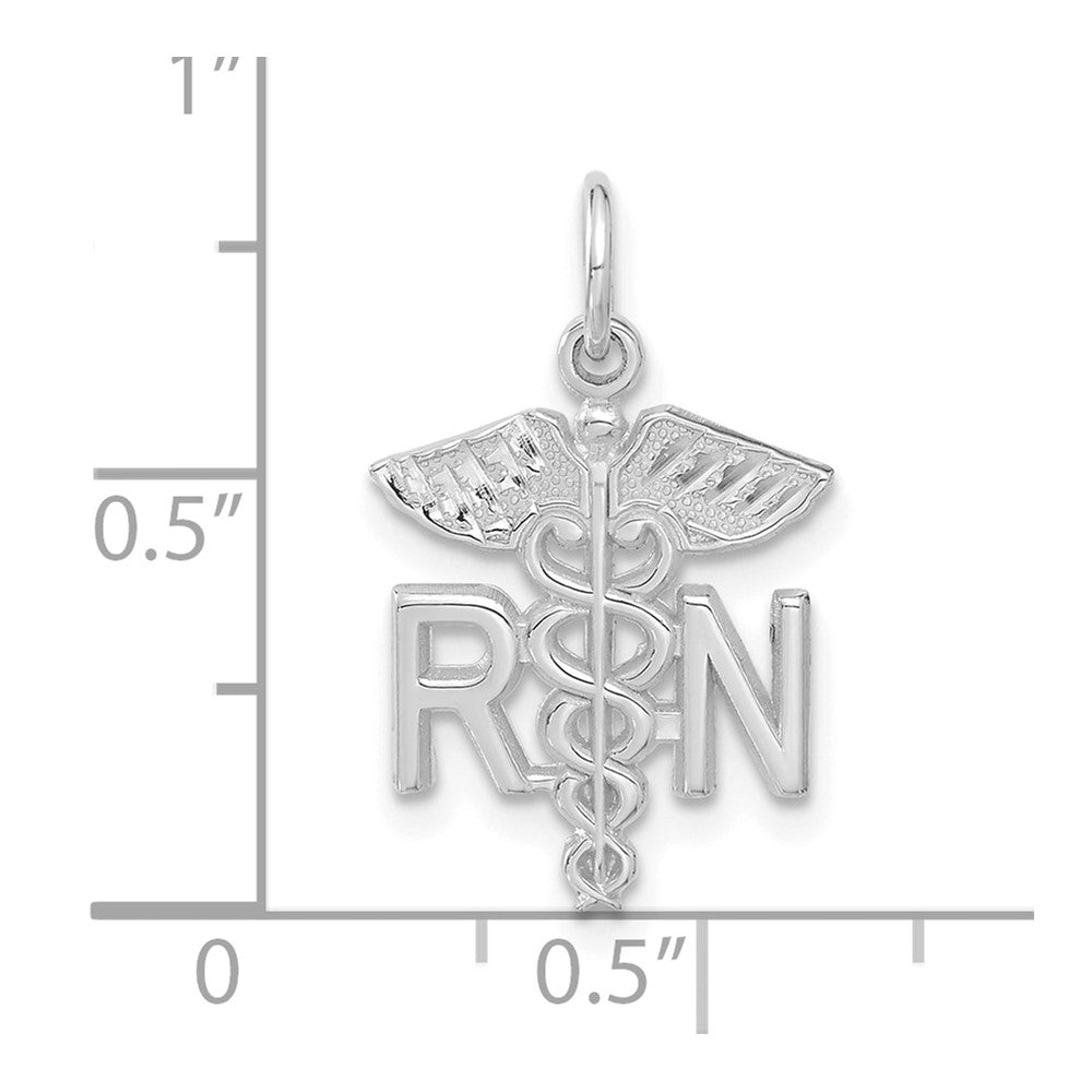 14K White Gold Rn Nurse Charm