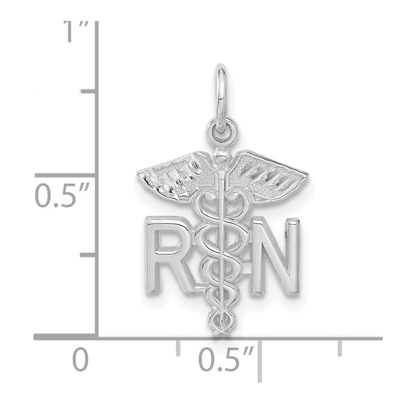 14K White Gold Rn Nurse Charm