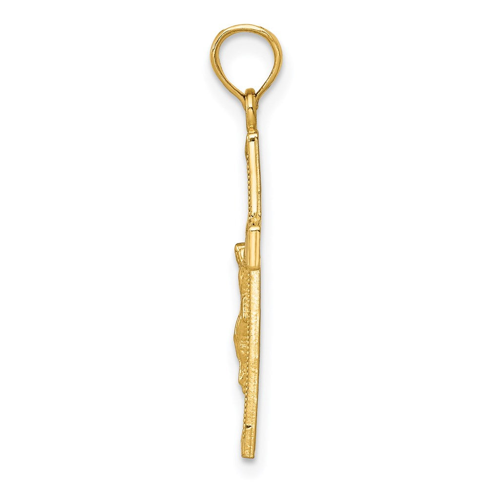 14K Yellow Gold Beveled Tipped Crucifix Pendant
