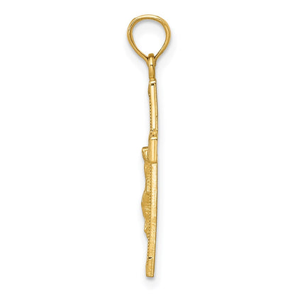 14K Yellow Gold Beveled Tipped Crucifix Pendant