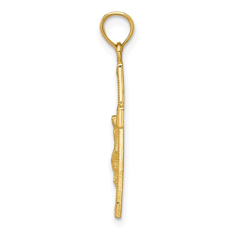 14K Yellow Gold Beveled Tipped Crucifix Pendant