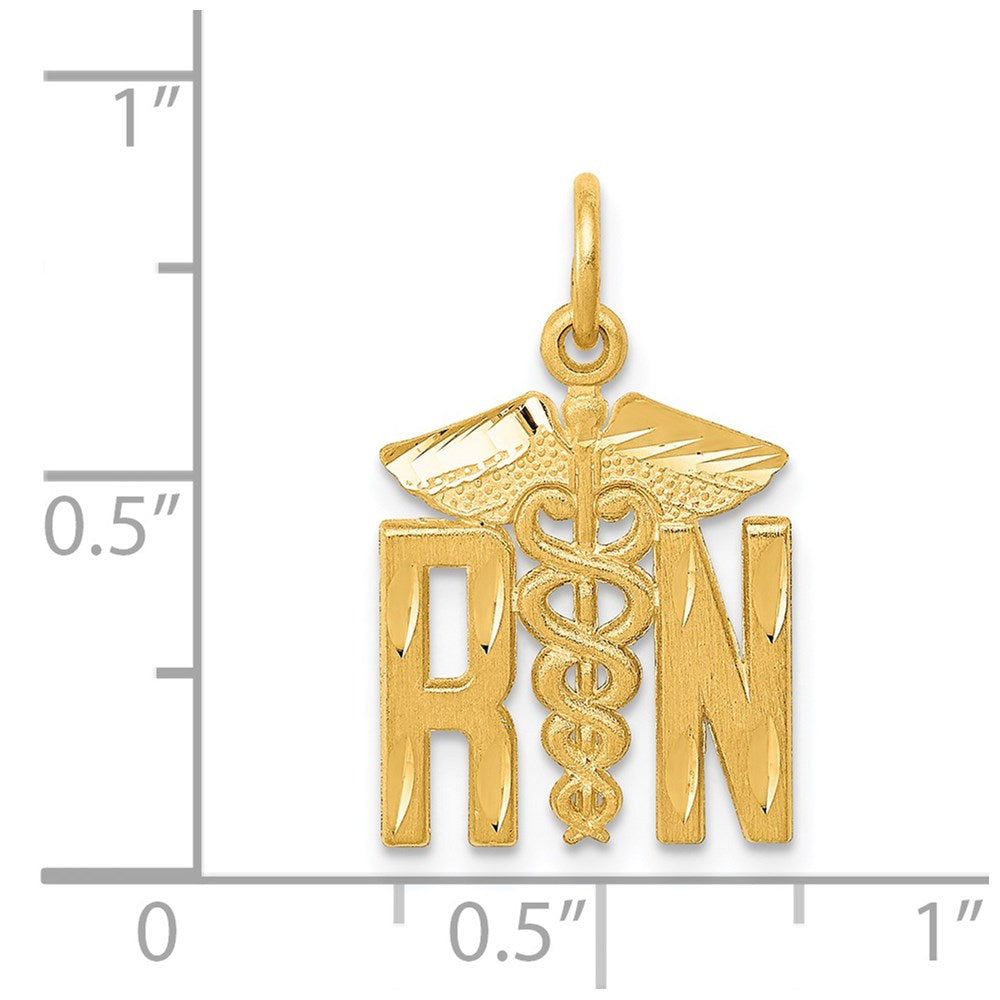 14K Yellow Gold Rn Nurse Charm