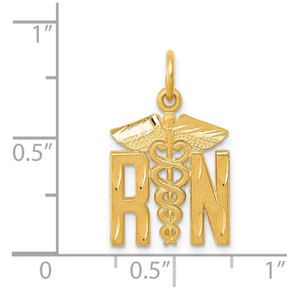 14K Yellow Gold Rn Nurse Charm