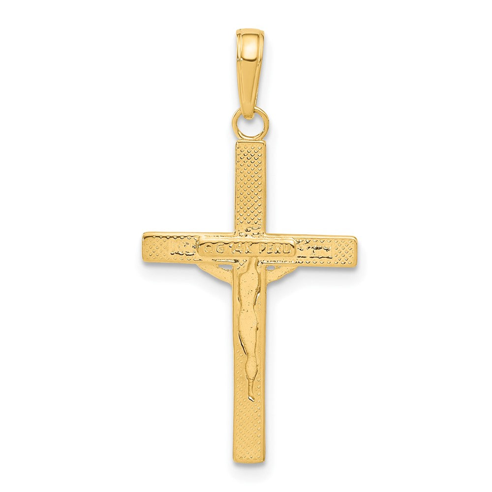 14K Yellow Gold Diamond-Cut Fancy Tipped Crucifix Pendant