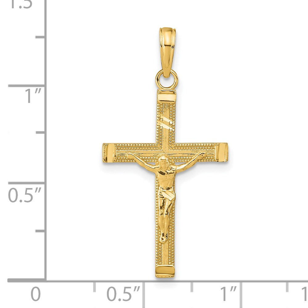14K Yellow Gold Diamond-Cut Fancy Tipped Crucifix Pendant