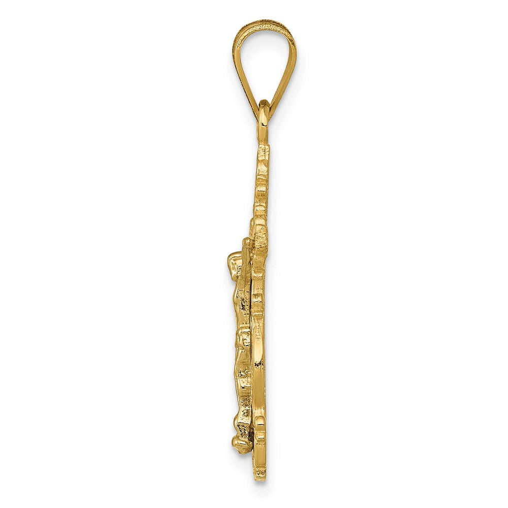 14K Two-Tone Small Narrow Cross W/Crucifix Pendant