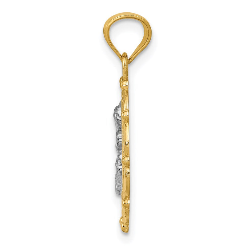 14K Yellow & Rhodium W/Rhodium Mother Holding Baby Pendant