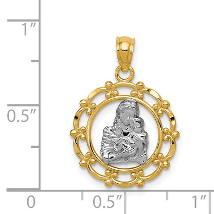 14K Yellow & Rhodium W/Rhodium Mother Holding Baby Pendant