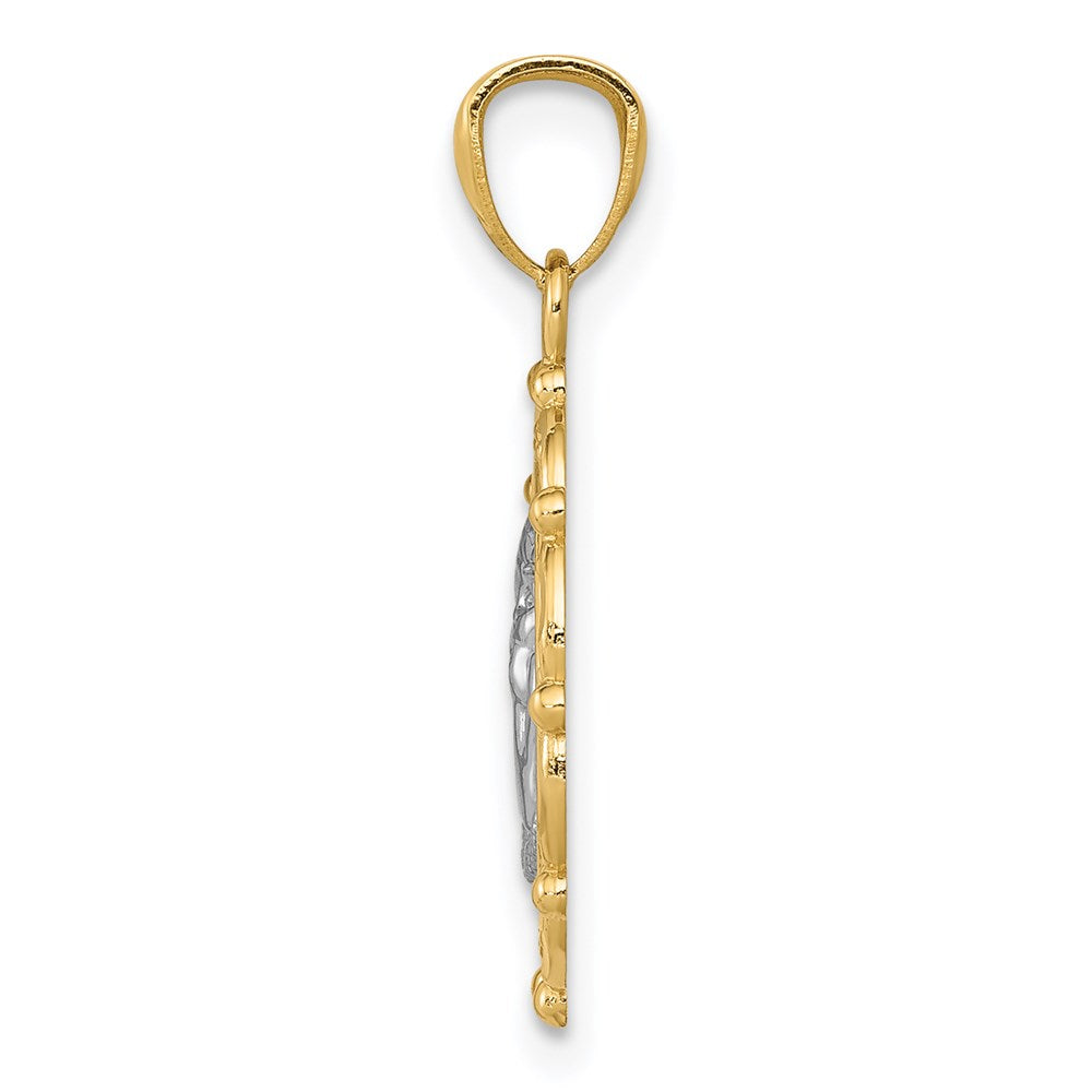 14K Yellow & Rhodium W/Rhodium Angel Pendant