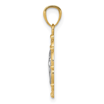 14K Yellow & Rhodium W/Rhodium Angel Pendant